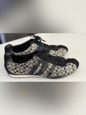 Coach Black and Beige Signature Logo Sneakers